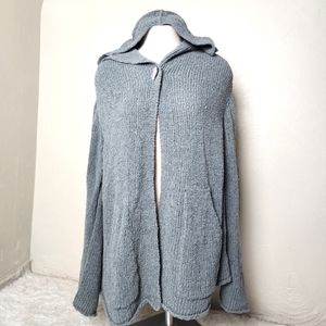 Henri Bendel vintage spa cardigan hooded sweater "made in italy" large grey